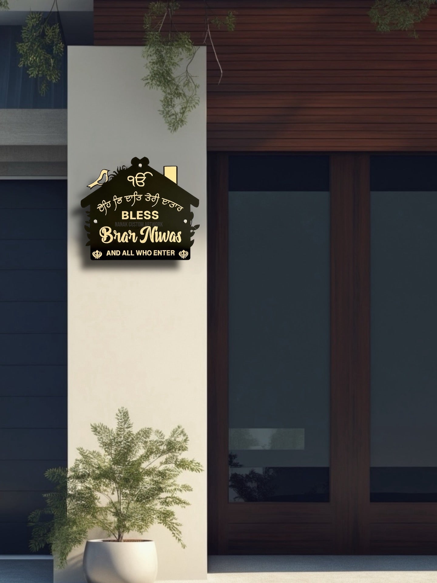 Hut Shape Family Name House Sign