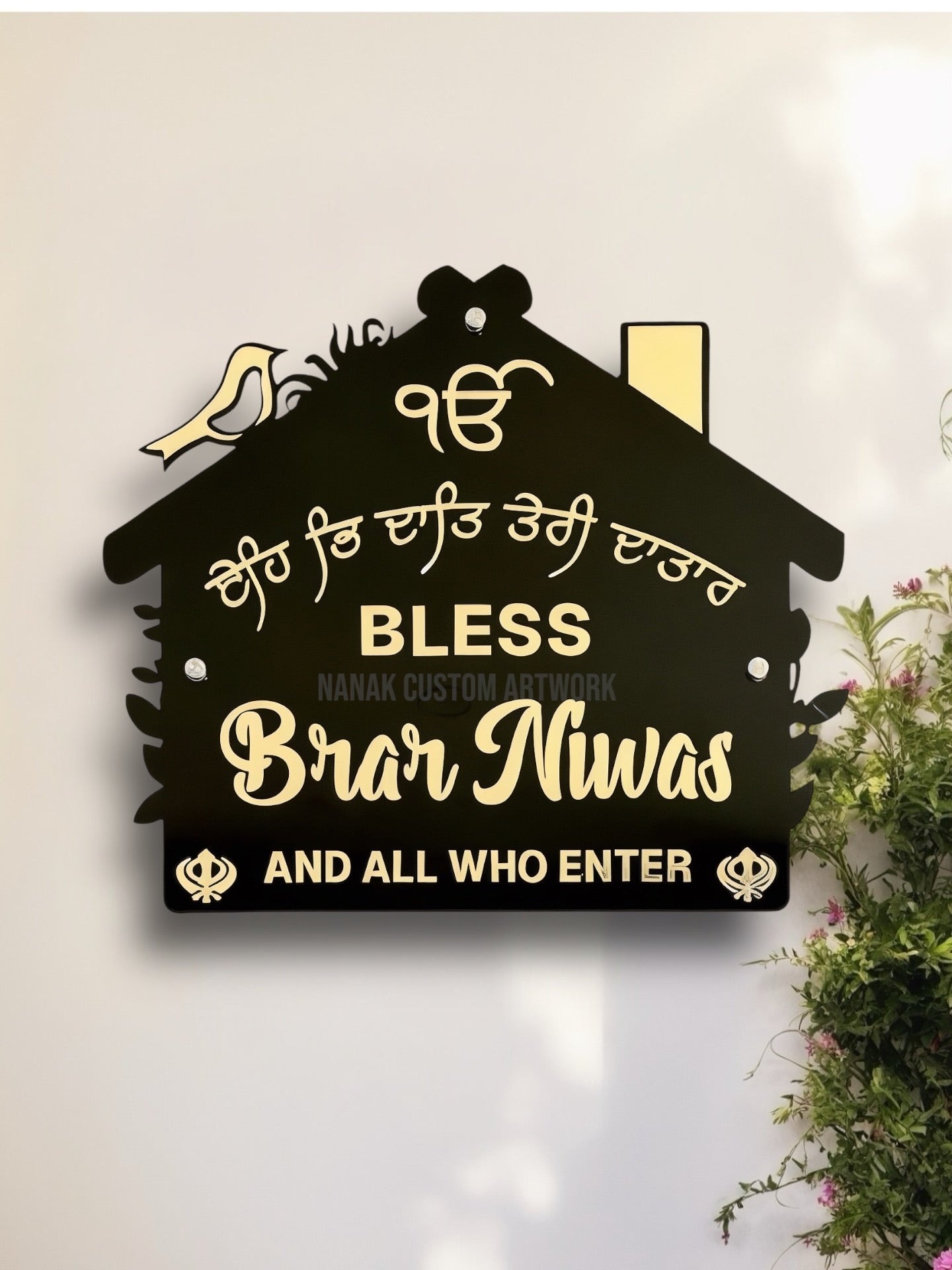 Hut Shape Family Name House Sign
