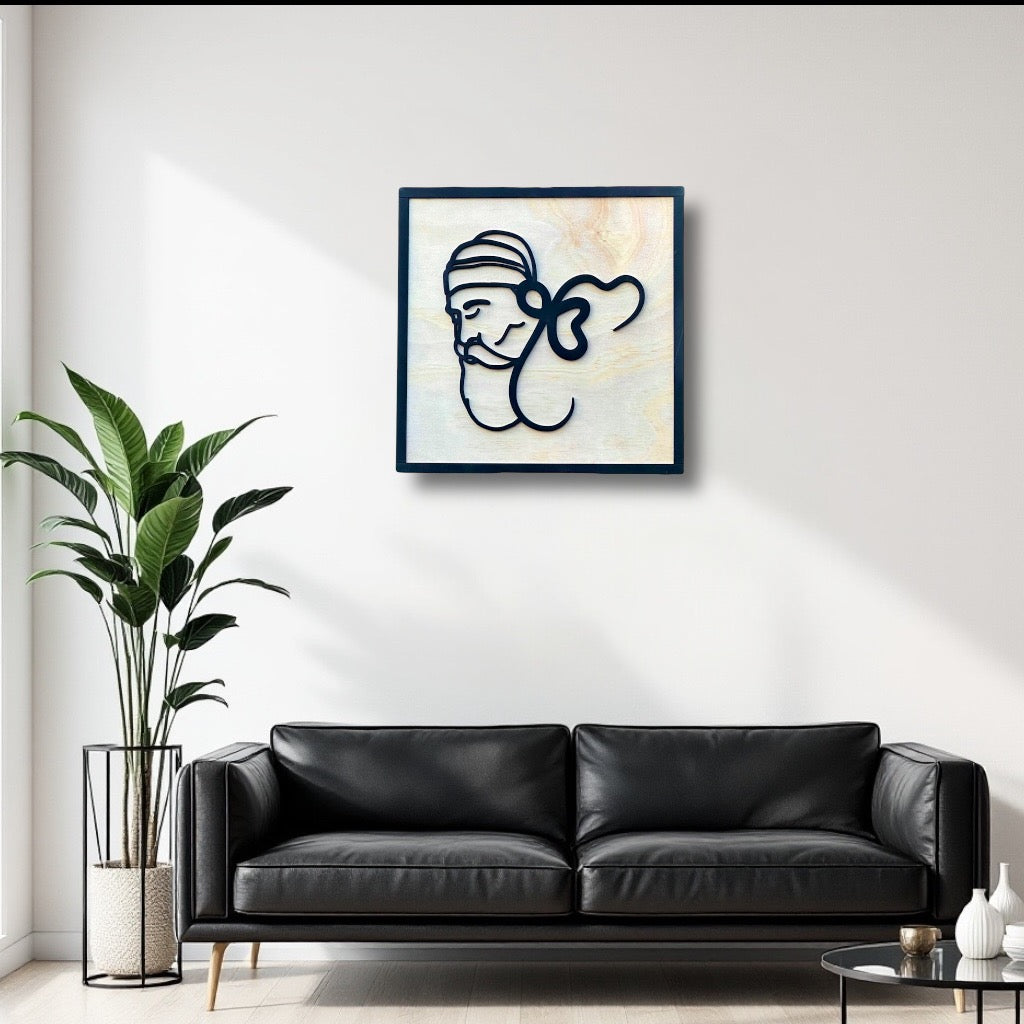 Wooden Guru Nanak & Ik Onkar Framed Art