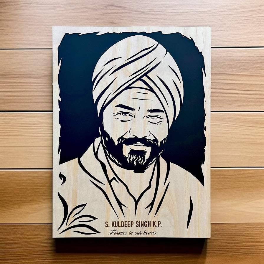 Single Face Wooden Portrait