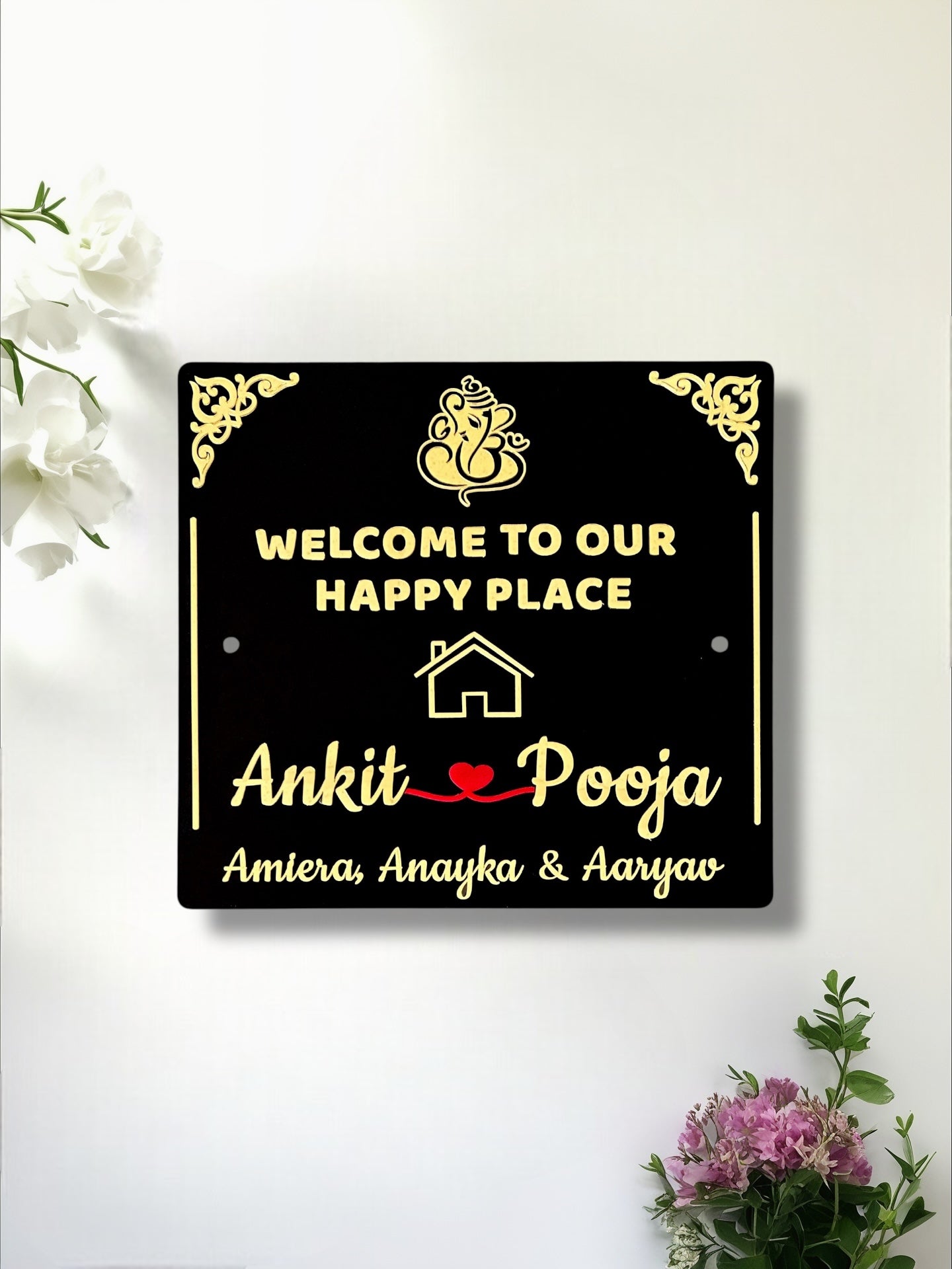 Couple Name & Kids Names House Sign