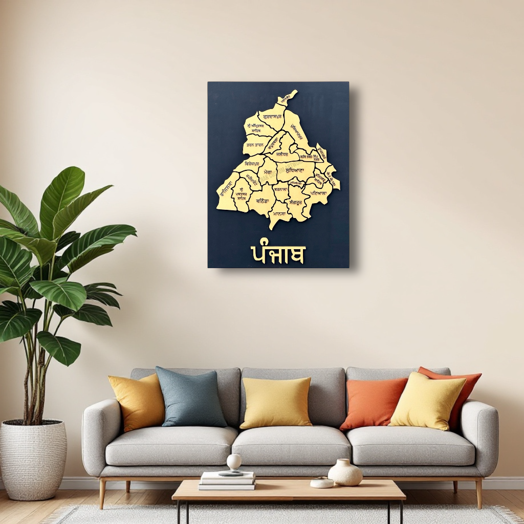 3d Handcrafted Wooden Map Of Punjab With Districts