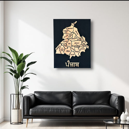 3d Handcrafted Wooden Map Of Punjab With Districts