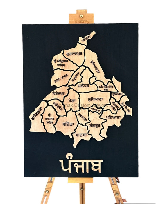 3d Handcrafted Wooden Map Of Punjab With Districts