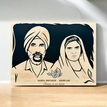 Couple Wooden Portrait