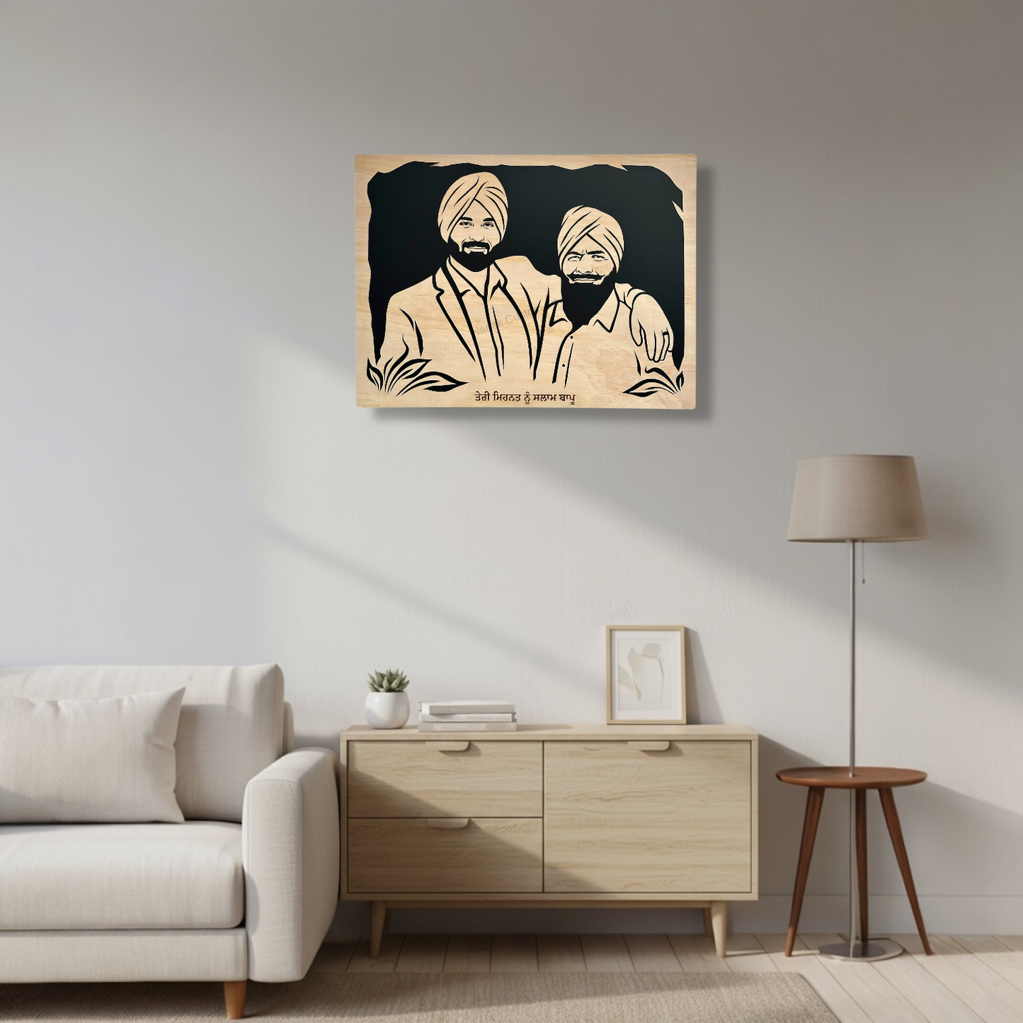 Two Faces Or Couple Wooden Portrait