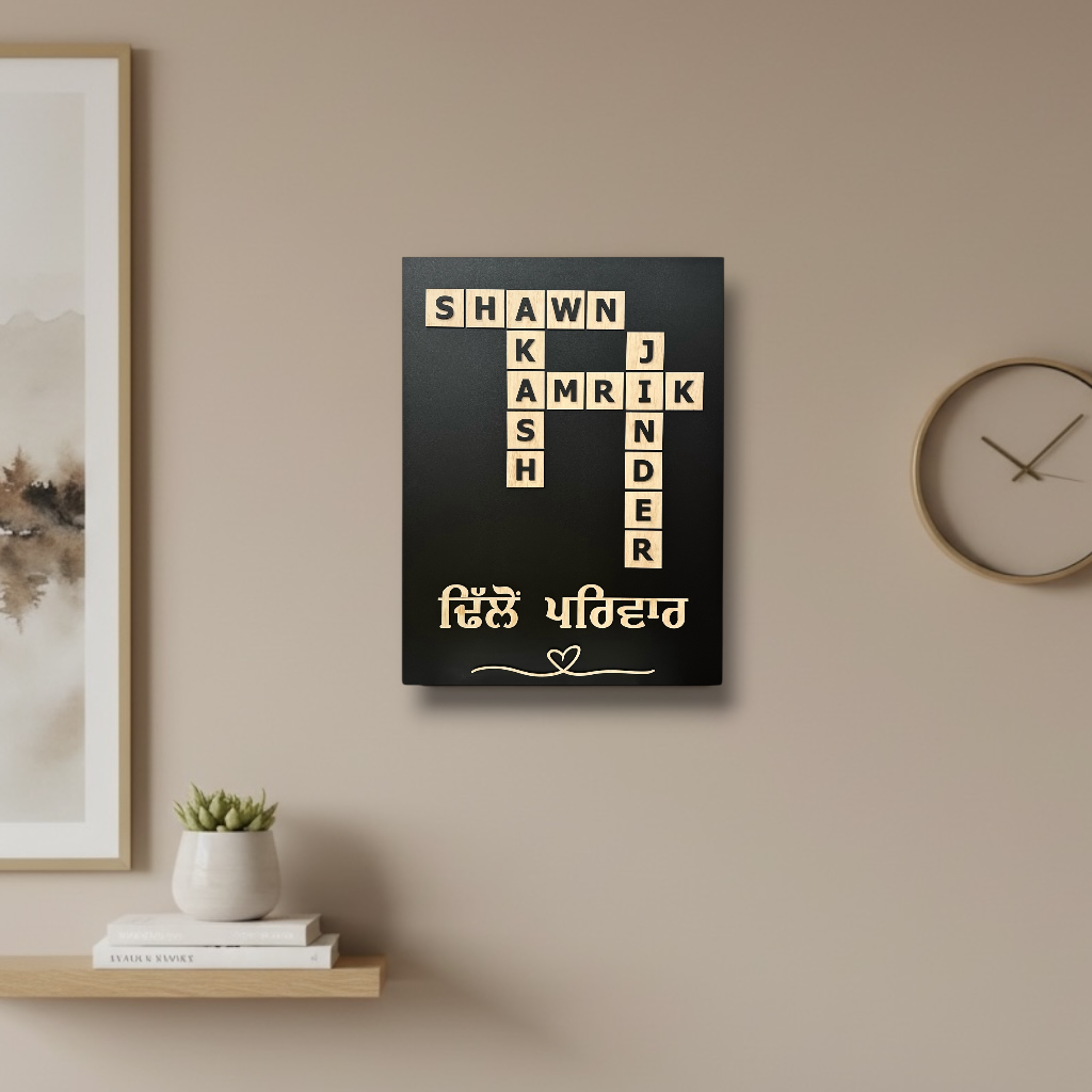 Punjabi Crossword Family Name Board