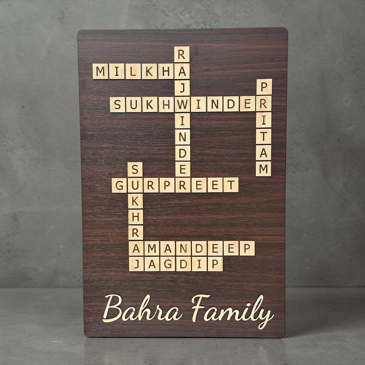 Punjabi Crossword Family Name Board