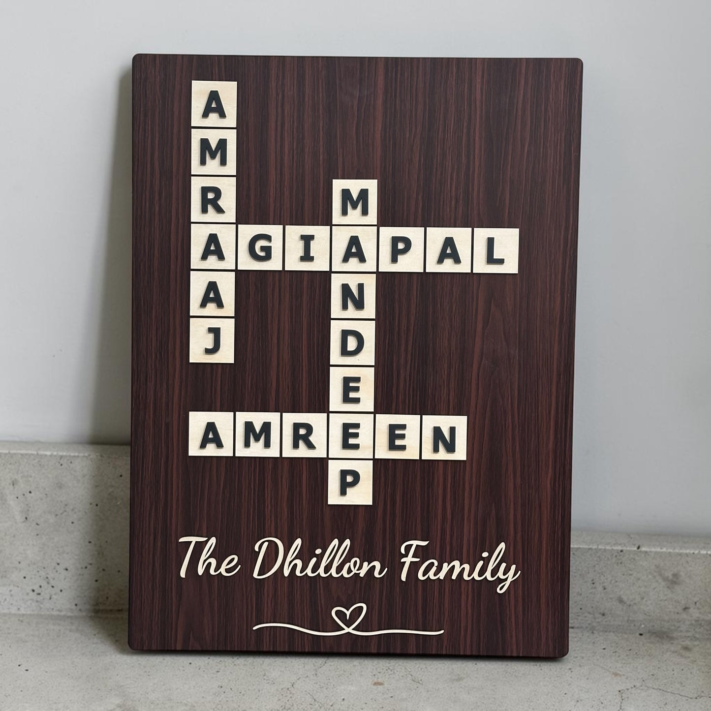 Punjabi Crossword Family Name Board