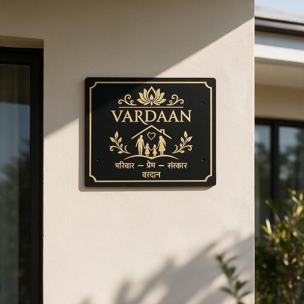 The "Vardaan" Personalized Family Name Plaque – Premium Custom Outdoor House Sign