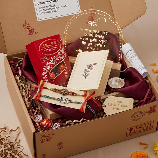 Rakhi Hamper with Mool Mantar LED Lamp