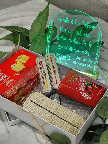 Rakhri with Personalized LED Lamp & Sweets